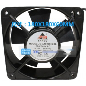 JD JD18060H2BL 220/240V 0.38A 2wires Cooling Fan