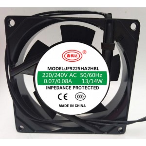 JIAFENG JF9225HA2HBL 200-240V 0.07A 2wires Cooling Fan 