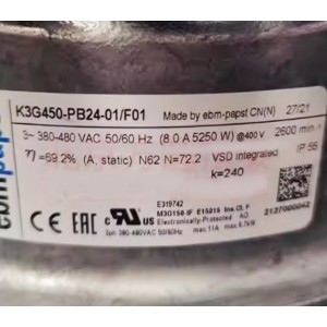Ebmpapst K3G450-PB24-01 K3G450-PB24-01/F01 M3G150-IF 380-480V 8A 5250W Cooling Fan 