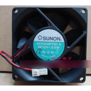 SUNON KD1208PTB1-6 12V 2.6W 2wires Cooling Fan