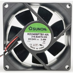 SUNON KD2408PTB1-6A 24V 3.4W 2wires Cooling Fan - New