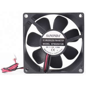 SANONDR KF8025H12B 12V 0.38A 2wires Cooling Fan 