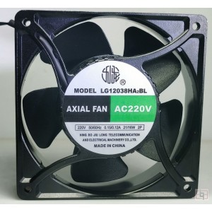 JIULONG LG12038HA2BL LG12038HA2BT  220V 0.15/0.12A 21/16W 2wires Cooling Fan