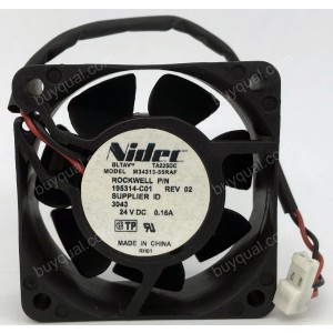 Nidec M34313-55RAF 24V 0.16A 2wires Cooling Fan -Used