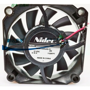 Nidec M60R12MGAB-51 M60R12MGAB51 12V 0.14A 2wires Cooling Fan 