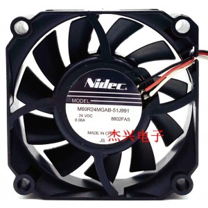 NIDEC M60R24MGAB-51J991 24V 0.08A 2wires Cooling Fan