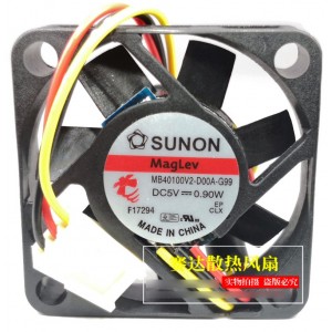 SUNON MB40100V2-D00A-G99 5V 0.9W 3wires Cooling Fan