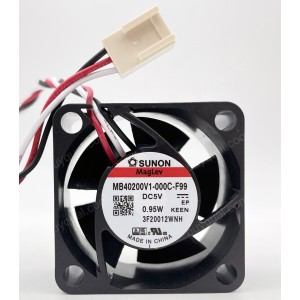 SUNON MB40200V1-000C-F99 5V 0.95W 3wires Cooling Fan 