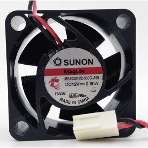 SUNON MB40201V2-000C-A99 12V 0.60W 2wires Cooling Fan - Original New