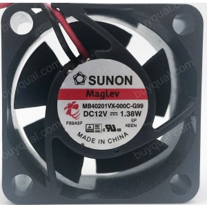 SUNON MB40201VX-0000-A99 12V 1.38W 2wires cooling fan