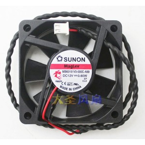 SUNON MB60151V3-000C-A99 KDE1206PHV3 12V 0.60W 2wires Cooling Fan