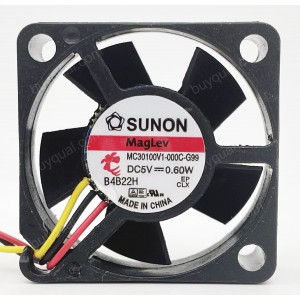 SUNON MC30100V1-000C-G99 5V 0.60W 3wires Cooling Fan