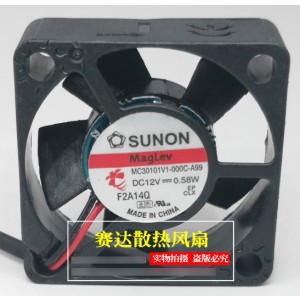 SUNON MC30101V1-000C-A99 12V 0.58W 2 wires Cooling Fan