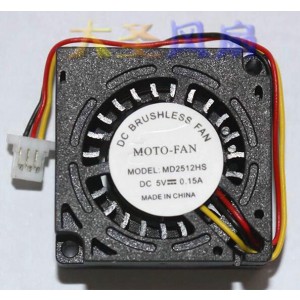 MOTO-FAN MD2512HS 5V 0.15A 3wires Cooling Fan 