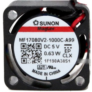 Sunon MF17080V2-1000C-A99 5V 0.63W 2wires Cooling Fan 