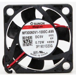 Sunon MF30060V1-1000C-A99 5V 0.72W 2wires Cooling Fan 