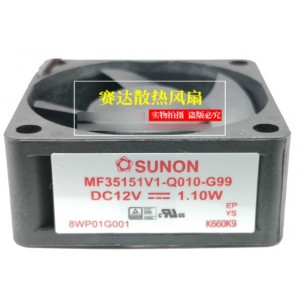 SUNON MF35151V1-Q010-G99 12V 1.10W 3wires Cooling Fan