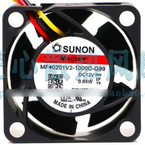 SUNON MF40201V2-1000C-G99 12V 0.64W 3wires Cooling Fan 