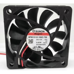 SUNON MF60151V3-1000C-F99 12V 0.62W 3wires Cooling Fan 