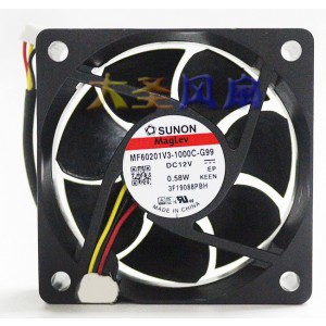 SUNON MF60201V3-1000C-G99 12V 0.58W 3wires Cooling Fan 