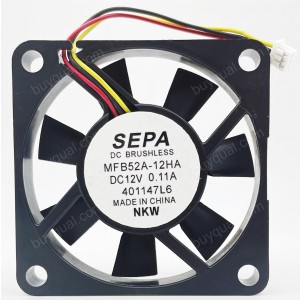 SEPA MFB52A-12HA 12V 0.11A 3wires Cooling Fan
