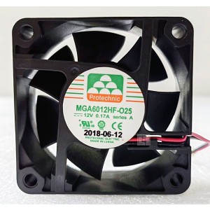 Protechnic MGA6012HF-O25 MGA6012HF-025 12V 0.17A 2wires Cooling Fan 