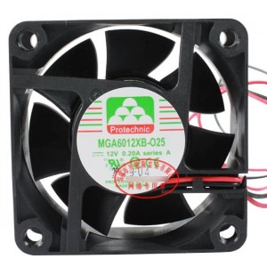 MAGIC MGA6012XB-O25 MGA6012XB-025 12V 0.20A 2wires Cooling Fan