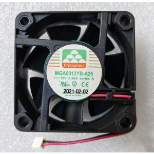 Protechnic MGA6012YB-A25 12V 0.26A 2wires Cooling Fan 