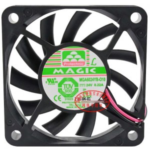 MAGIC MGA6024YB-010 MGA6024YB-O10 24V 0.22A 5.28W 2wires Cooling Fan