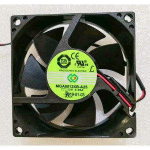 Protechnic MGA8012XB-A25 12V 0.39A 2wires Cooling Fan 