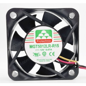 Protechnic MGT5012LR-R15 12V 0.07A 3wires Cooling Fan 