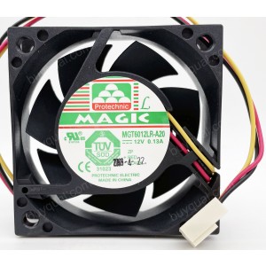 MAGIC MGT6012LR-A20 12V 0.13A 3wires Cooling Fan