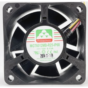 Protechnic MGT6012MB-R25-IP68 12V 0.13A 3wires Cooling Fan 