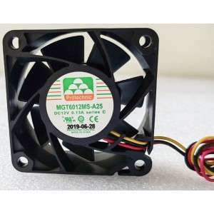 Protechnic MGT6012MS-A25 12V 0.13A 3wires Cooling Fan 