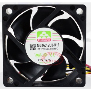 Protechnic MGT6012UB-R15 12V 0.28A 3.36W 3wires Cooling Fan