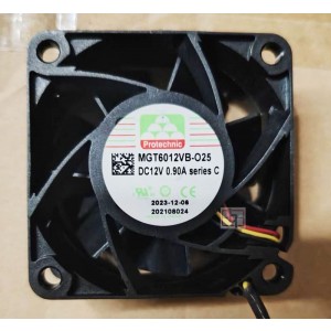 Protechnic MGT6012VB-O25 12V 0.90A 3wires Cooling Fan 