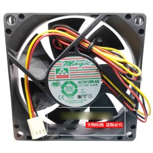 MAGIC MGT8012MR-A20 MGT8012MR-A2O 12V 0.21A 3wires Cooling Fan