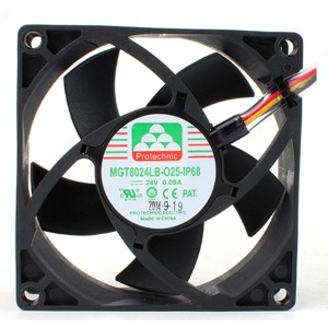 Protechnic MGT8024LB-O25-IP68 MGT8024LB-025-IP68 24V 0.09A 3wires Cooling Fan 