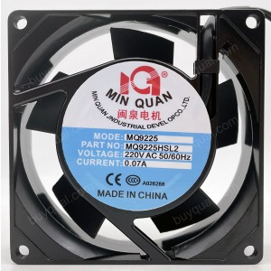 MINQUAN MQ9225Hsl2 220V 0.07A 2wires Cooling Fan
