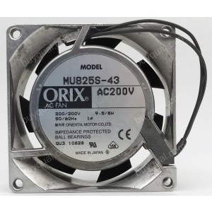 ORIX MU825S-43 200V 0.08/0.07A 9.5/8W 2wires Cooling Fan