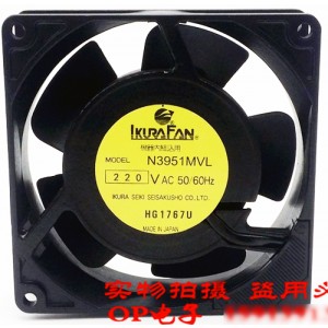 IKURA FAN N3951MVL 220V 0.07/0.06A 14/11W 2wires Cooling Fan