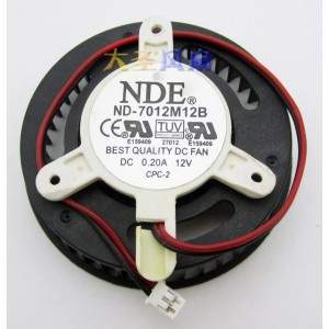 NDE ND-7012M12B 12V 0.20A 2wires Cooling Fan