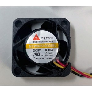 Y.S.TECH NYW02510005BL 5V 0.10A 3wires cooling fan
