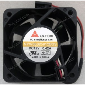 Y.S.TECH NYW06025012BSS 12V 0.42A 3wires Cooling Fan - Used