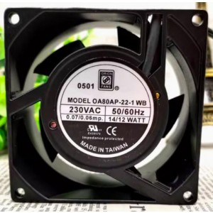 ORION OA80AP-22-1WB 230V 0.07/0.06A 14/12W 2wires Cooling Fan 