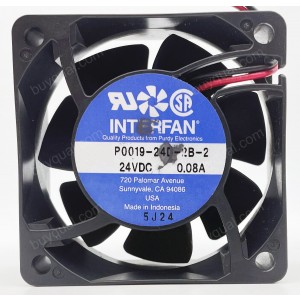 INTERFAN P0019-24D-2B-2 24V 0.08A 2wires Cooling Fan 