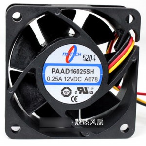 NSTECH PAAD16025SH 12V 0.25A  3wires Cooling Fan