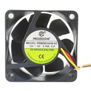 PROGRESSIVE PD602512HB-02 12V 0.19A 3wires Cooling Fan