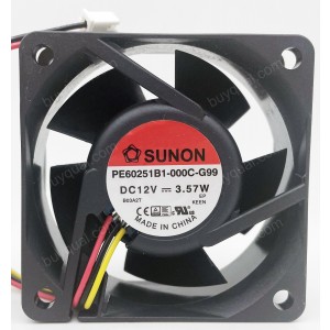 Sunon PE60251B1-000C-G99 12V 3.57W 3wires Cooling Fan 