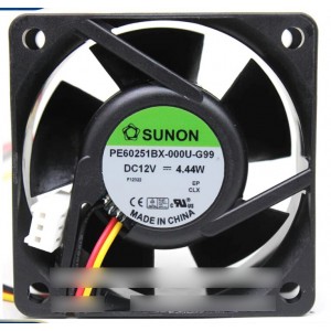 SUNON PE60251BX-000U-G99 12V 1.44W 3wires Cooling Fan